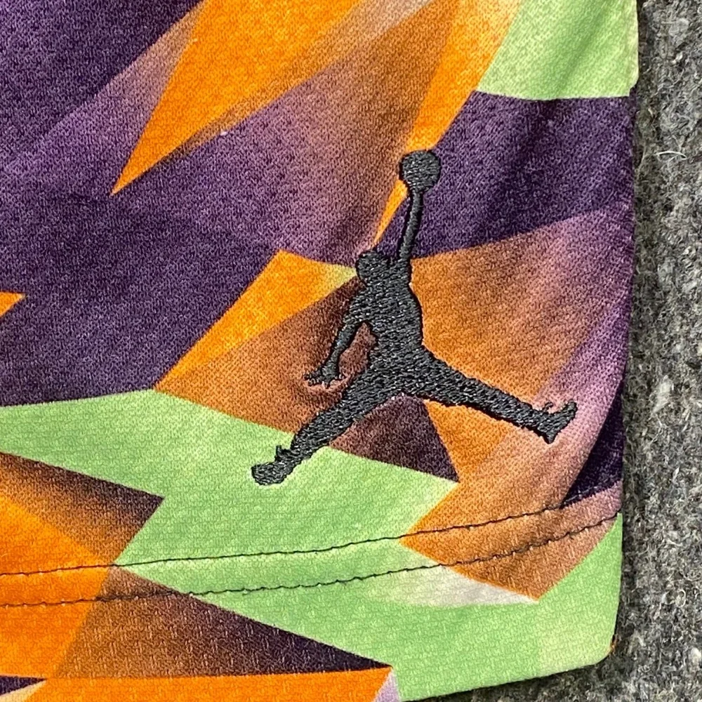 Jordan Basketball Shorts L Large Mens Black Orange Geometric Print Jumpman‎ Mesh